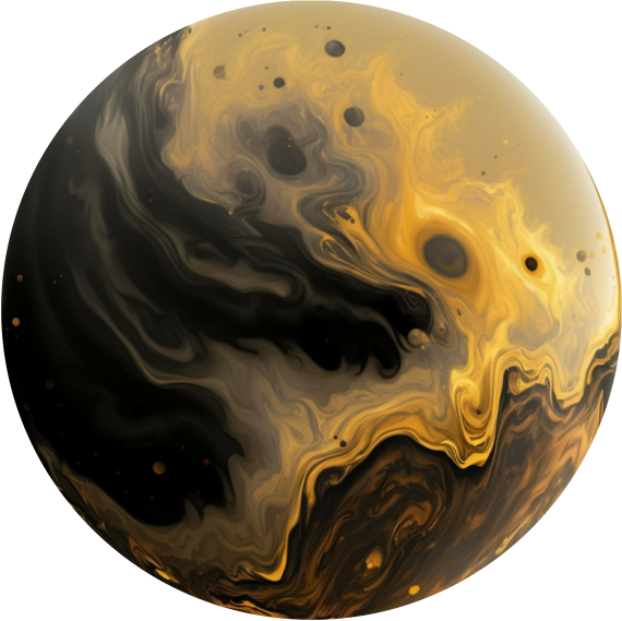 black and yellow planet