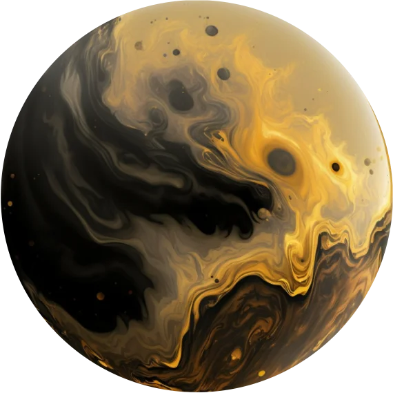 black and yellow planet